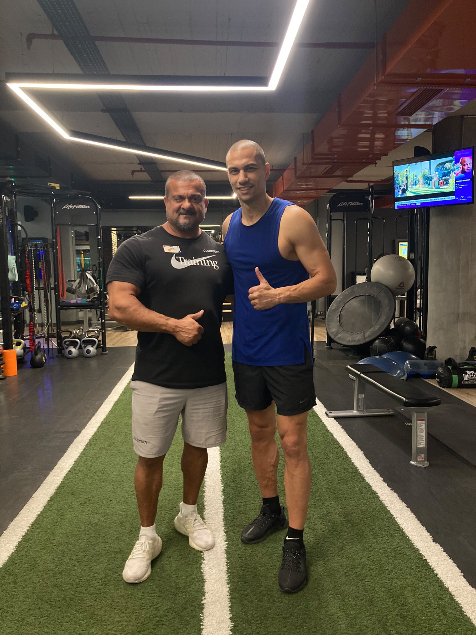 With a client after training