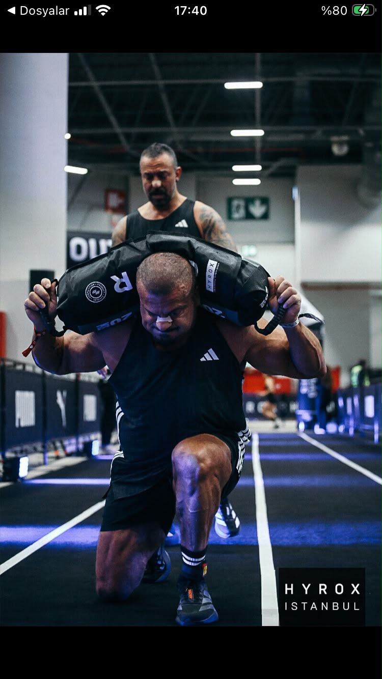 HYROX sandbag lunges station